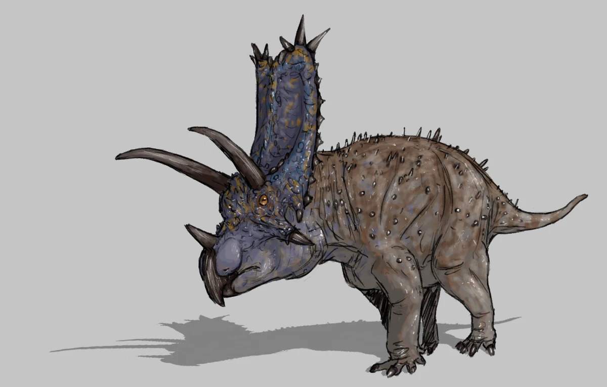 Ilustración paleontológica de Bisticeratops