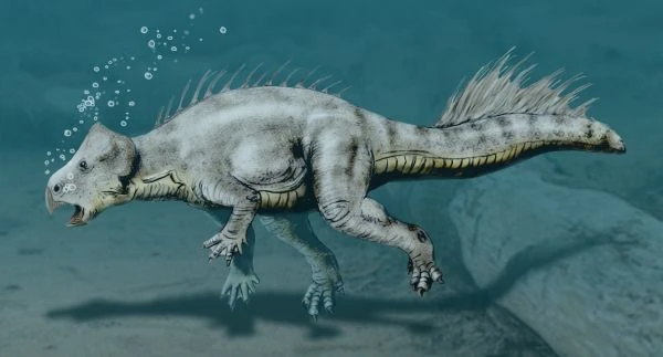 Ilustración paleontológica de Koreaceratops