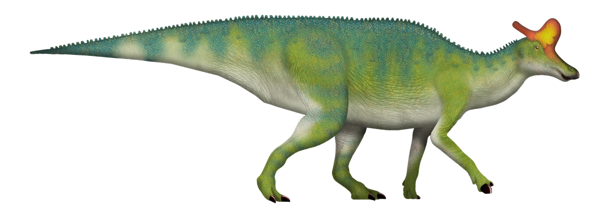 Ilustración paleontológica de Lambeosaurus