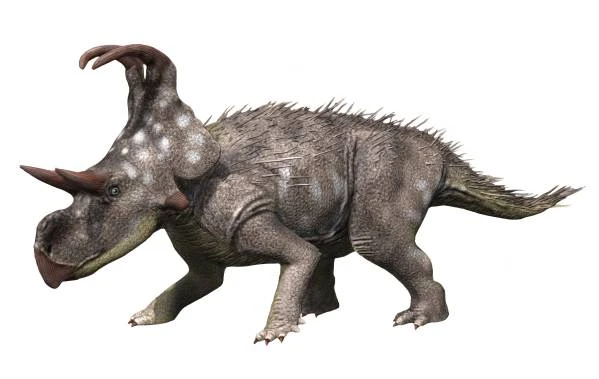 Ilustración paleontológica de Machairoceratops